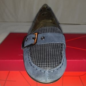 Womans blue +black slip on shoes